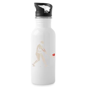 Silhouette Batter Baseball Valentines - Water bottle with straw - white - Right