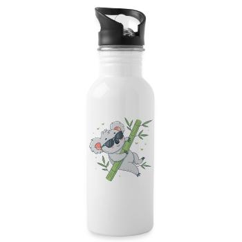 Koala auf Bambus mit Brille - Trinkflasche mit integriertem Trinkhalm - Weiß - Rechts