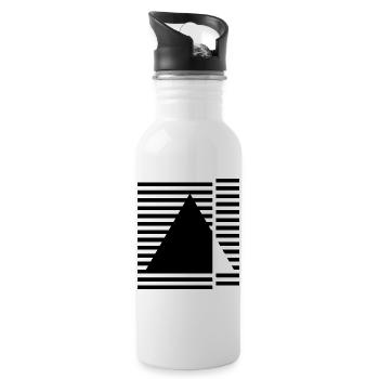 Geometric Bauhaus triangle inspired design - Water bottle with straw - white - Right