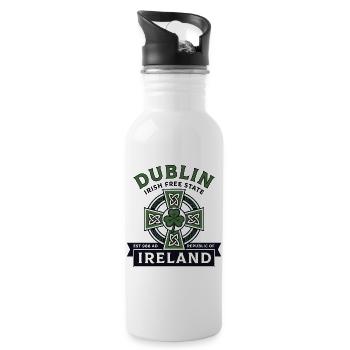 Croix Celtique de Dublin Irlande Trèfle - Gourde avec paille intégrée - blanc - Droite