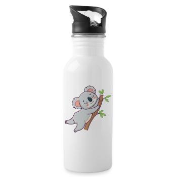 Kuscheliger Koala auf Pastellast - Trinkflasche mit integriertem Trinkhalm - Weiß - Rechts