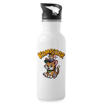 Freunde und Freunde für immer – Süße Katze und Maus - Trinkflasche mit integriertem Trinkhalm - Weiß - Rechts