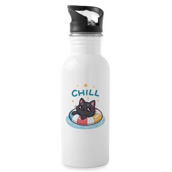 Katzenschwimmende Kühlboje - Trinkflasche mit integriertem Trinkhalm - Weiß - Rechts