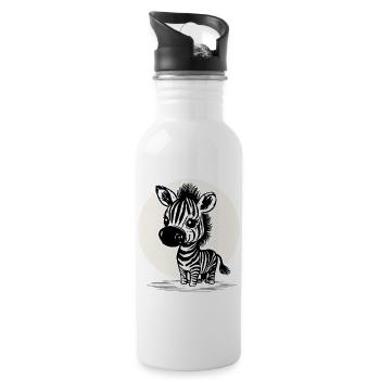 Süßes Zebra – Niedliches Tiermotiv - Trinkflasche mit integriertem Trinkhalm - Weiß - Rechts