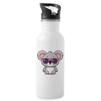 Koala Funk Pink Brille - Trinkflasche mit integriertem Trinkhalm - Weiß - Rechts