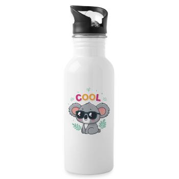 Koala Cool in Gläsern und Pastell - Trinkflasche mit integriertem Trinkhalm - Weiß - Rechts