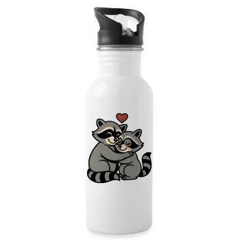 Raccoon-Hug Herzliebe - Trinkflasche mit integriertem Trinkhalm - Weiß - Rechts