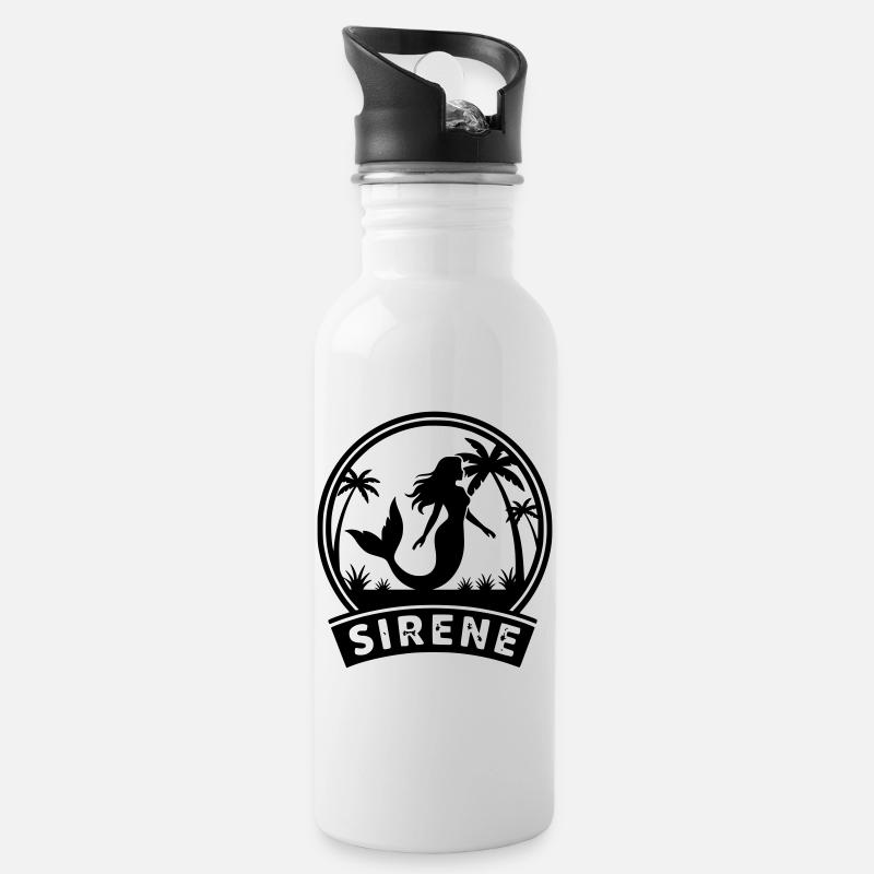 Meerjungfrau - Trinkflasche mit integriertem Trinkhalm - Weiß
