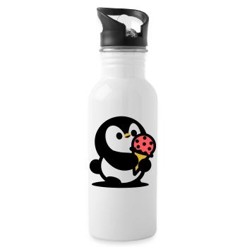 Kleiner Pinguin mit Eis - Water bottle with straw - white - Right