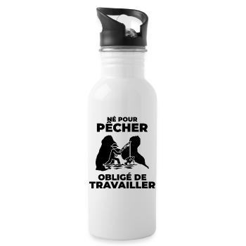 Cadeau Pêcheur Guadeloupe - T-shirt Pêcheur Gwada - Gourde avec paille intégrée - blanc - Droite