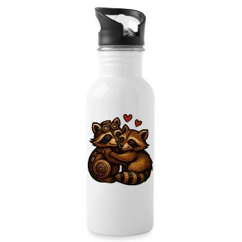 Räuberherzen: Raccoon-Duo im Gear-Look - Trinkflasche mit integriertem Trinkhalm - Weiß - Rechts