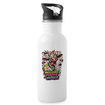 Best Colorful Granny in the World - Water bottle with straw - white - Right
