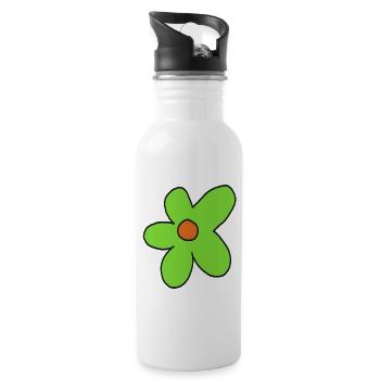 Lime Flower Pop Art - Water bottle with straw - white - Right