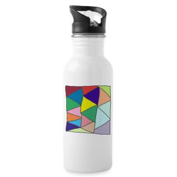 Geometrischer Glasmosaik-Burst - Trinkflasche mit integriertem Trinkhalm - Weiß - Rechts