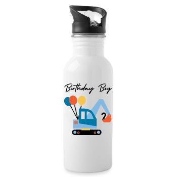 Bagger mit Ballons - Trinkflasche mit integriertem Trinkhalm - Weiß - Rechts