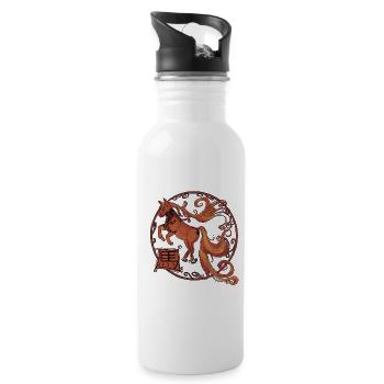 Fire Horse - Water bottle with straw - white - Right
