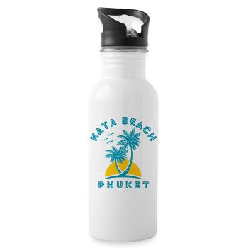 Kata Beach Phuket Palme Sonnenuntergang - Trinkflasche mit integriertem Trinkhalm - Weiß - Rechts