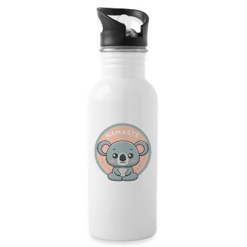 Koala Namaste pastel zen - Gourde avec paille intégrée - blanc - Droite