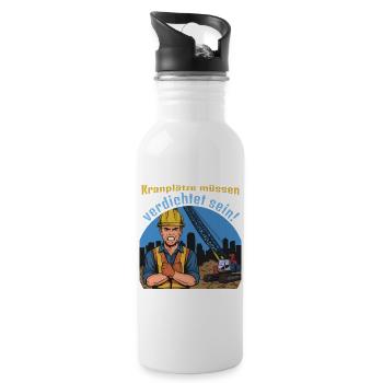 Kranplätze müssen verdichtet sein! - Trinkflasche mit integriertem Trinkhalm - Weiß - Rechts