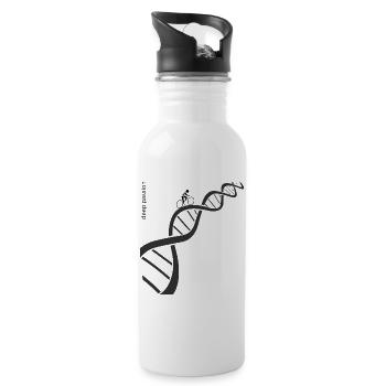 Passionate racing cyclist on DNA double helix - Water bottle with straw - white - Right