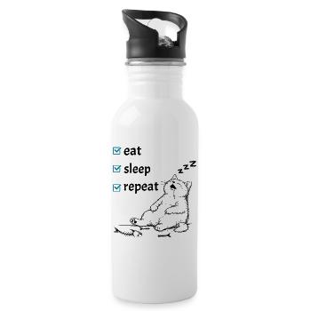 Eat Sleep Repeat – Cute Cat Life Checklist - Water bottle with straw - white - Right