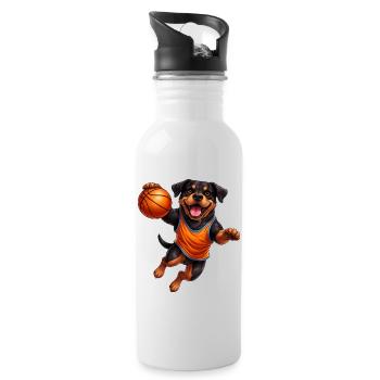 Rottweiler Basketball Player Sport Dog Basketball - Water bottle with straw - white - Right