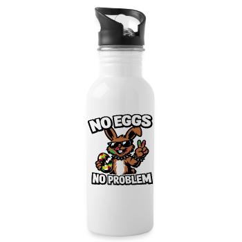 Funny Easter Bunny – No Eggs No Problem - Trinkflasche mit integriertem Trinkhalm - Weiß - Rechts