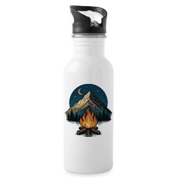 Bergmond Lagerfeuer Nacht - Trinkflasche mit integriertem Trinkhalm - Weiß - Rechts