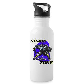 Eishockey Tor Puck hai angriff Shark Skater sport  - Trinkflasche mit integriertem Trinkhalm - Weiß - Rechts