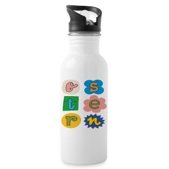 bunte Oster Buchstaben - Trinkflasche mit integriertem Trinkhalm - Weiß - Rechts