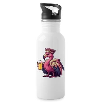 Flamingo Beer King - Water bottle with straw - white - Right