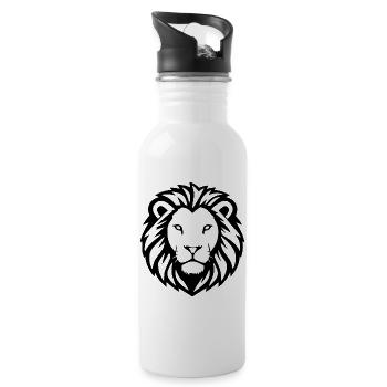 Lion Noir Lion Tête de Lion Cadeau Amoureux des Chats - Gourde avec paille intégrée - blanc - Droite