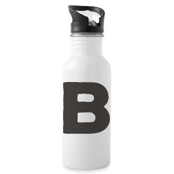 Minimal Letter A Bold Monogram Typography - Water bottle with straw - white - Right