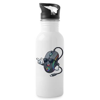 RGB Gaming Maus-Maskottchen - Trinkflasche mit integriertem Trinkhalm - Weiß - Rechts