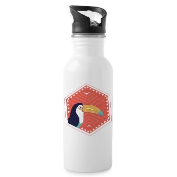 Roter Tukan - Trinkflasche mit integriertem Trinkhalm - Weiß - Rechts
