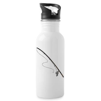 Angelrute angeln icon - Trinkflasche mit integriertem Trinkhalm - Weiß - Rechts
