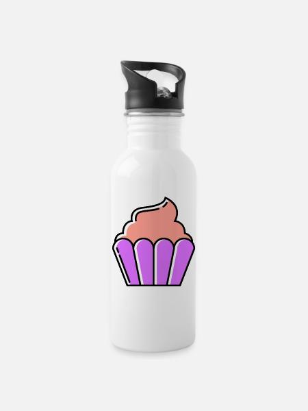 Muffin cupcake - Trinkflasche mit integriertem Trinkhalm - Weiß