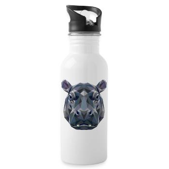 Nilpferd Flusspferd Mama Hippopotamus Cooles Hippo - Trinkflasche mit integriertem Trinkhalm - Weiß - Rechts