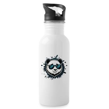 Panda Blue Graffiti Glasses - Water bottle with straw - white - Right