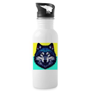 Wolf - Water bottle with straw - white - Right