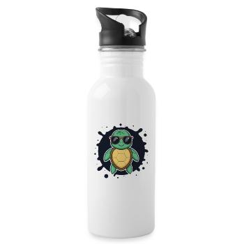 Sea Turtle Cool Sunglasses - Water bottle with straw - white - Right