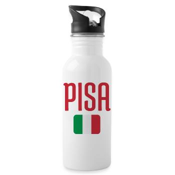 Pisa Italian Flag  - Water bottle with straw - white - Right