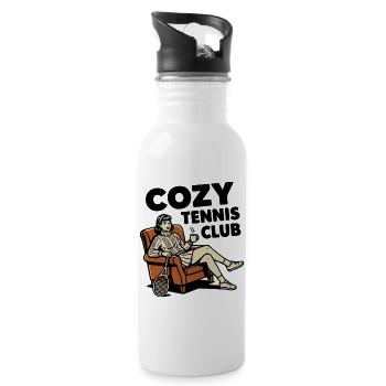 Cozy Tennis Club, stylisches Tennis Fan Hoodie - Trinkflasche mit integriertem Trinkhalm - Weiß - Rechts