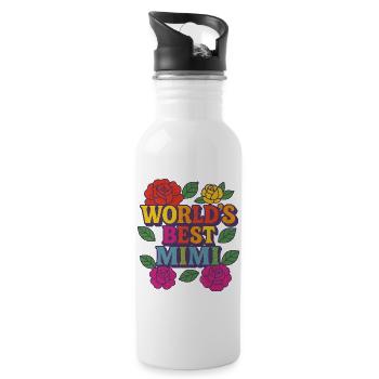 Die beste Mutter der Welt - Trinkflasche mit integriertem Trinkhalm - Weiß - Rechts