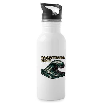 90s Nostalgia Retro Wave Vaporwave - Water bottle with straw - white - Right