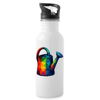 Low Poly Watering Can: Geometric Art for Garden - Water bottle with straw - white - Right