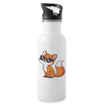 Fox swag in sunglasses - Water bottle with straw - white - Right