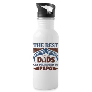 Die besten Väter werden zum Papa Shirt befördert - Trinkflasche mit integriertem Trinkhalm - Weiß - Rechts