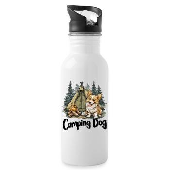 Camping Hund Spruch Camping Dog Camper Geschenk - Trinkflasche mit integriertem Trinkhalm - Weiß - Rechts