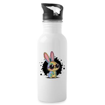 Rainbow Bunny Pastel Glasses - Water bottle with straw - white - Right